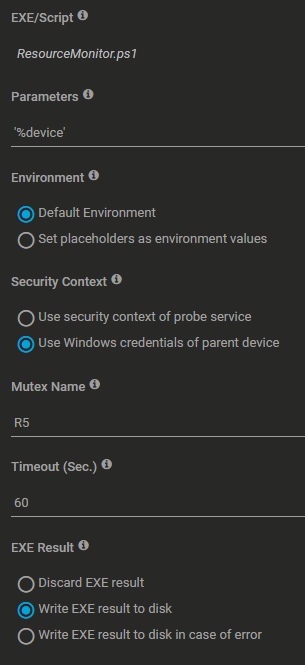 Screenshot of PRTG sensor configuration area
