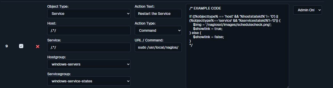 Nagios XI Action execution example