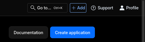 Screenshot of Create Application button in Cloudflare