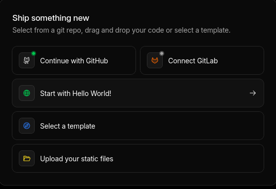 Screenshot of Start with Hello World button in Cloudflare